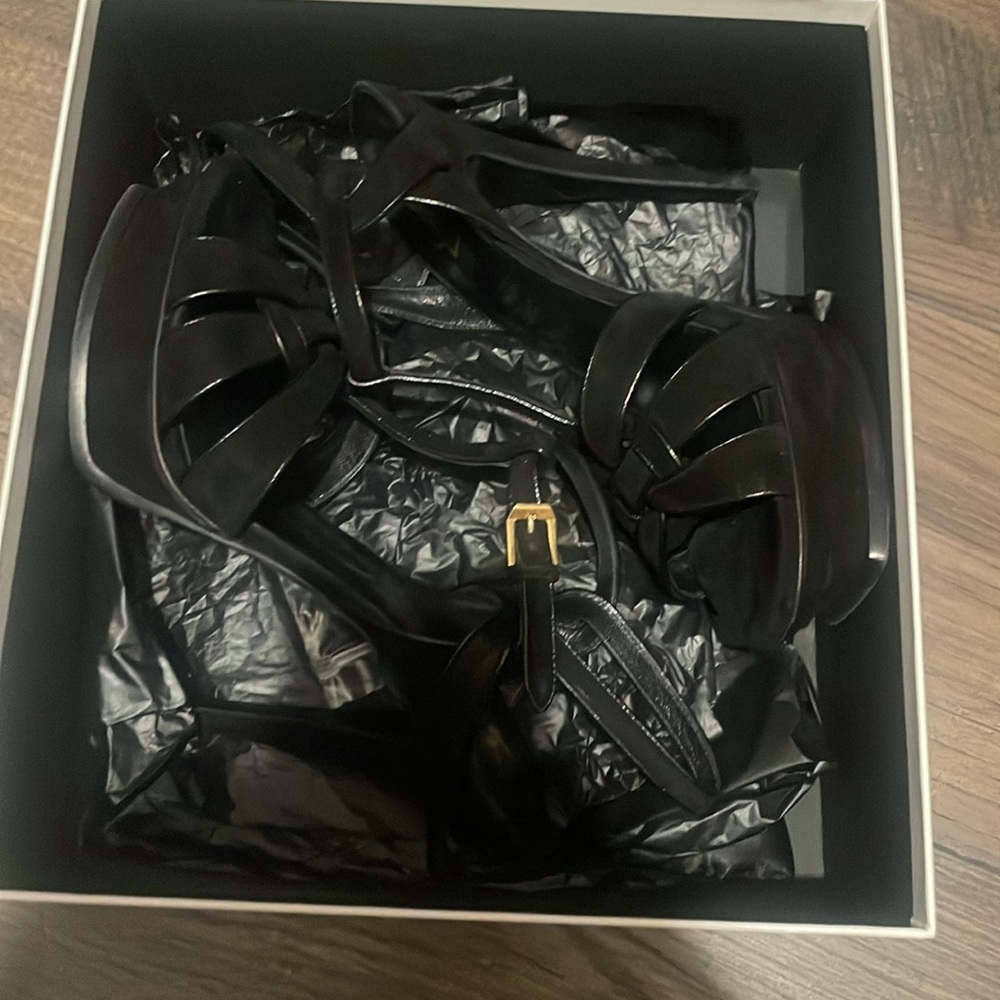 Saint Laurent Tribute Black Platform Heels Sandals size 41, usa 10 - Picture 6 of 16